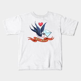 Swallow with love Letter Tattoo Kids T-Shirt